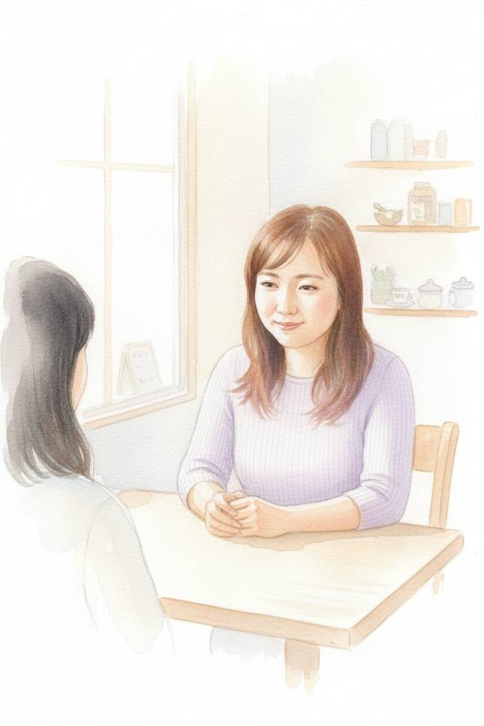 利用相談を行う面談風景のイラスト